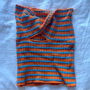 Orange and Blue Knit Top